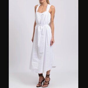 VINCE White Poet Linen Blend Midi Dress Size M $345